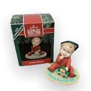 Vintage 1991 Hallmark Figurine Ornament of Baby Playing: A Child's Christmas